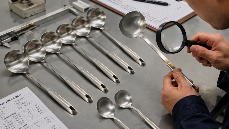 Comparing stainless steel ladle samples for production consistency