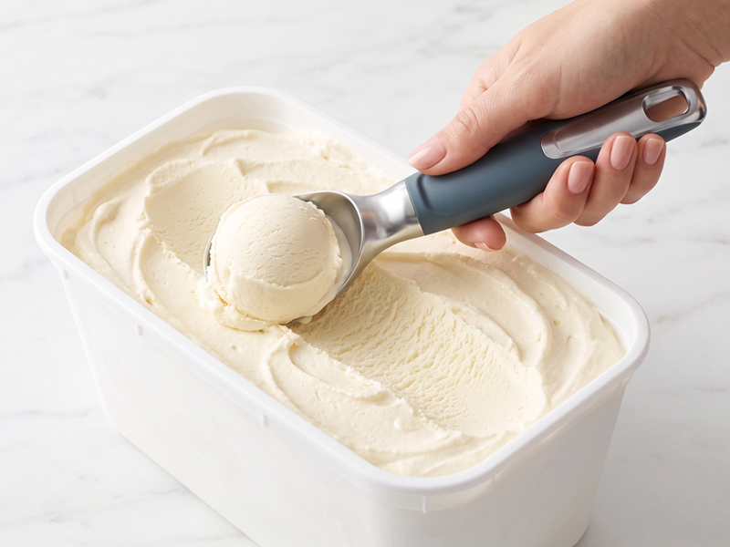 L-TOOLS ice cream scoop and kitchen serving tools for dessert preparation and food service.