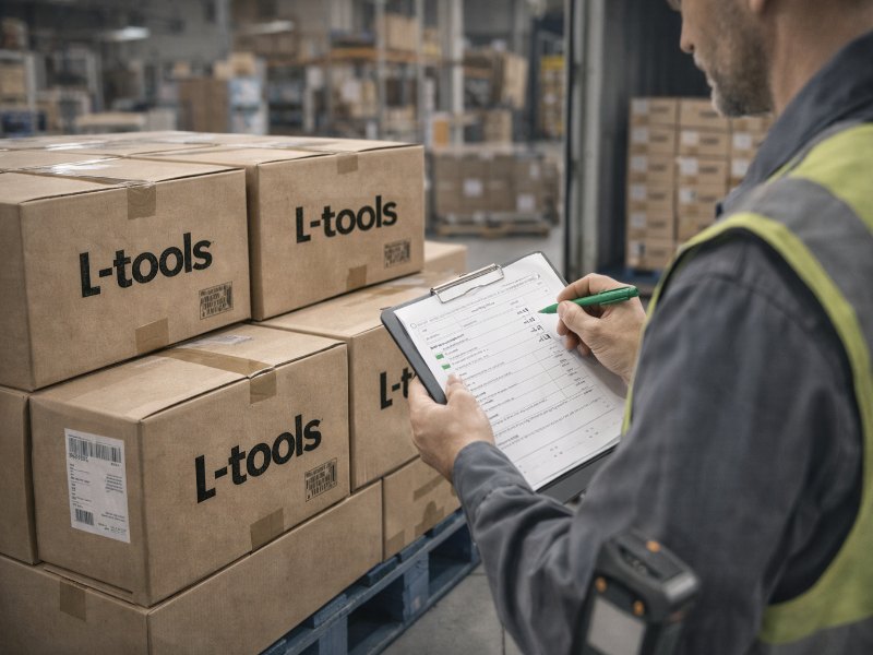 L-TOOLS stack of rectangular kitchen containers ready for storage, emphasizing space-saving organization.