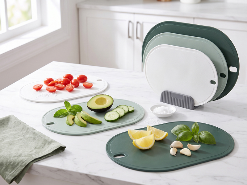 L-TOOLS cutting board set for food preparation, chopping, and kitchen countertop use.