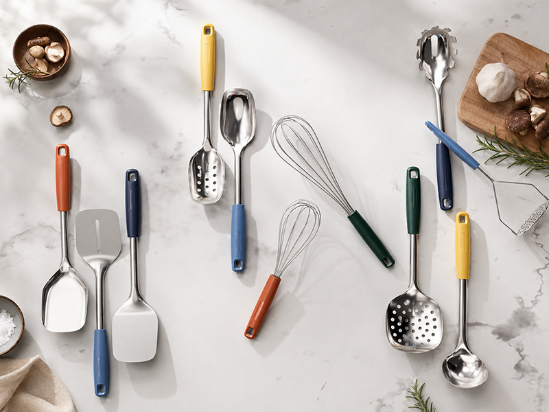 L-TOOLS PP stainless steel kitchen utensil series combining durable materials with cooking functionality.