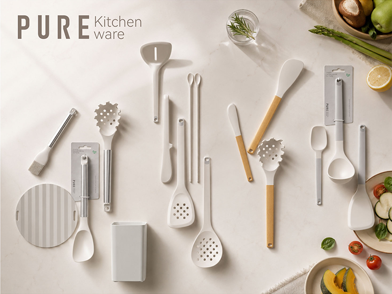 L-TOOLS PURE nylon kitchen utensils for safe cooking, stirring, and heat-resistant performance.