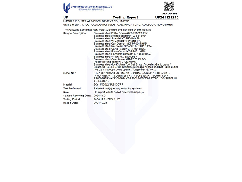 L-TOOLS certified compliance documents, emphasizing adherence to international manufacturing standards.