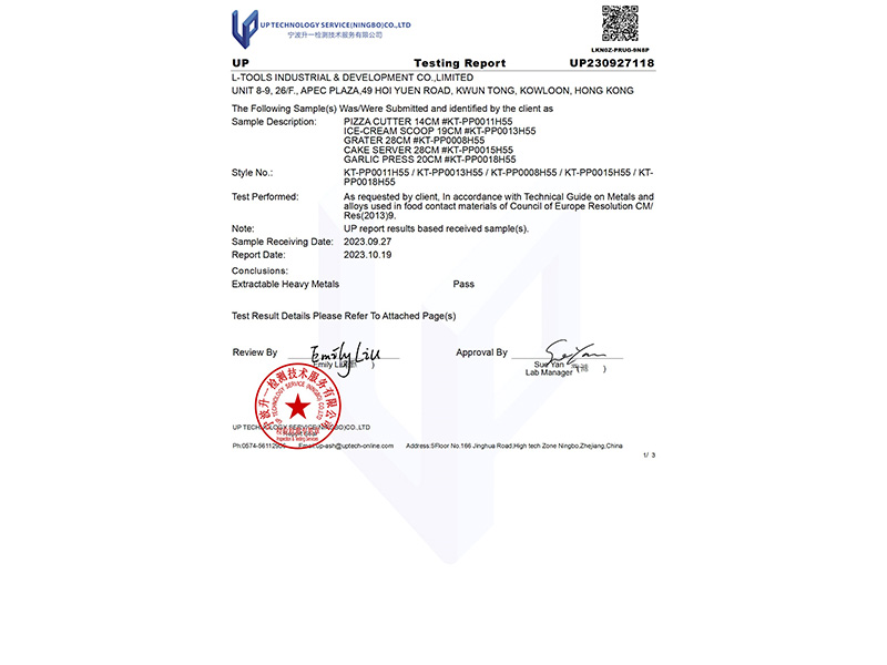 L-TOOLS official compliance certificates validating manufacturing standards and quality assurance.