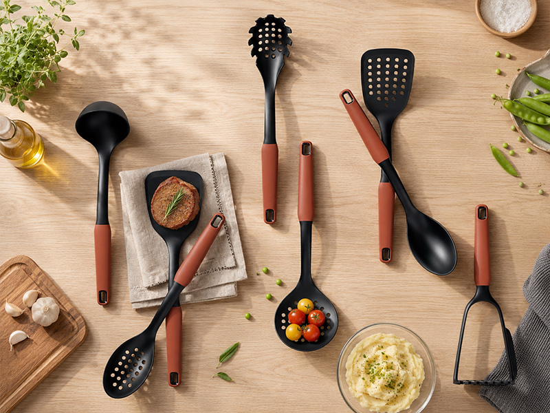 L-TOOLS nylon kitchen utensils including spatulas, spoons, and cooking tools for modern kitchens.
