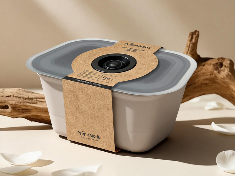 L-TOOLS rectangular food storage containers with divided compartments, emphasizing versatile kitchen organization.