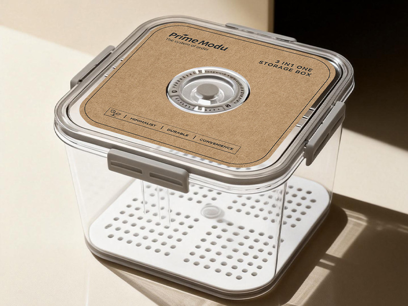 L-TOOLS stackable kitchen storage containers with airtight lids, highlighting practical and organized food storage.