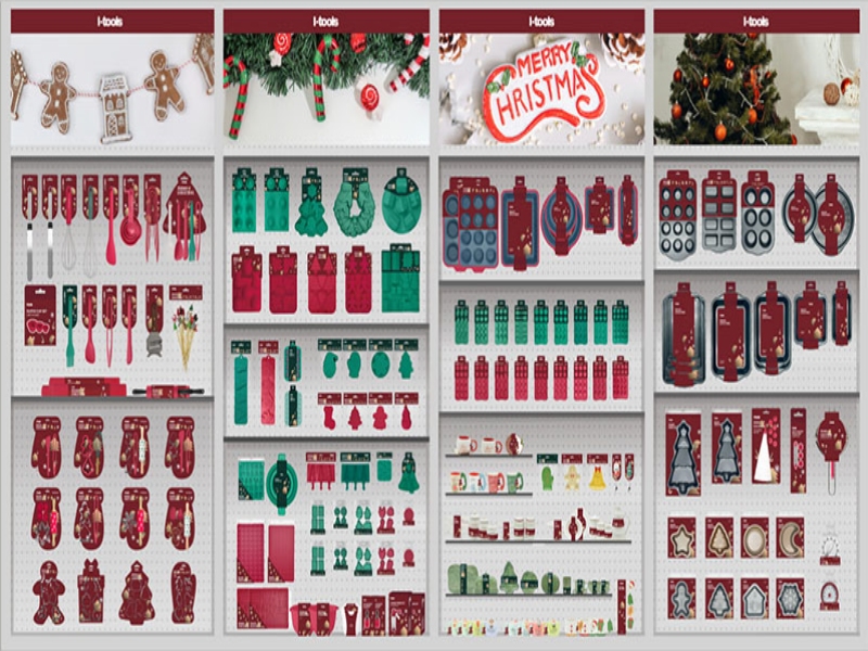 L-TOOLS Christmas-themed stickers and craft materials arranged for creative projects.