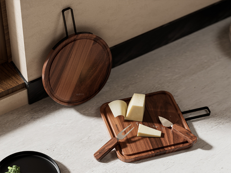L-TOOLS wooden serving tray for food presentation and stylish dining organization.