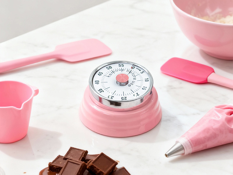 L-TOOLS kitchen timer and silicone spatula set, emphasizing practical and stylish baking tools.
