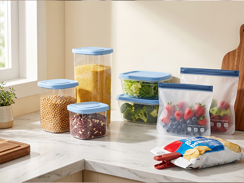 L-TOOLS food storage containers for keeping ingredients fresh and organized in the kitchen.